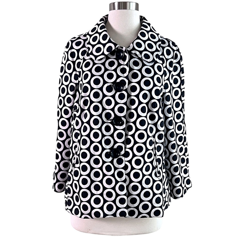 INC Intl Concepts Layering Mod Jacket XL Women Circle Mod Black White Retro